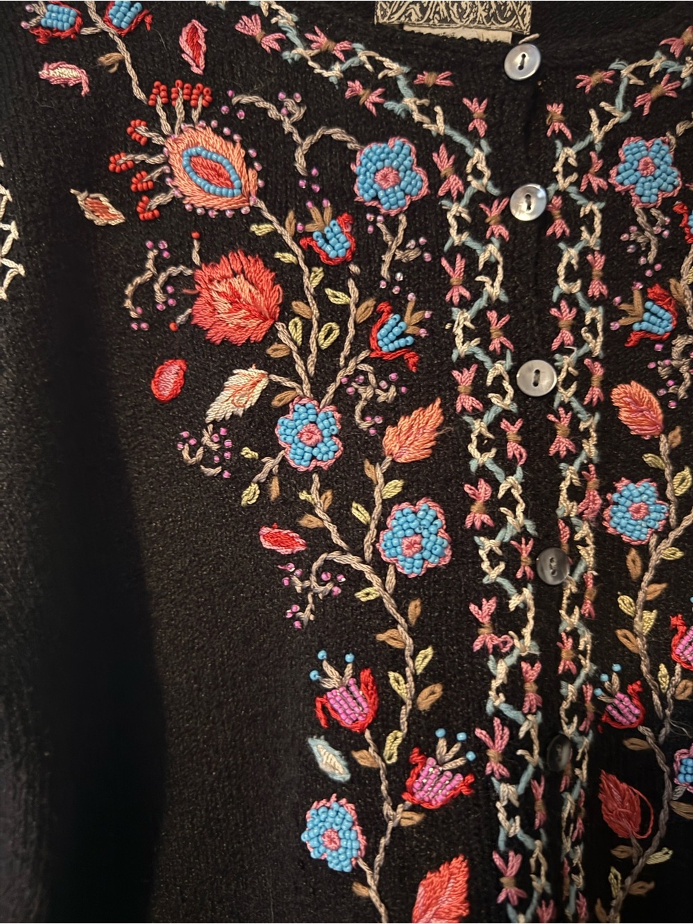 Curio black embroidered cardigan sz M - Picture 3 of 12